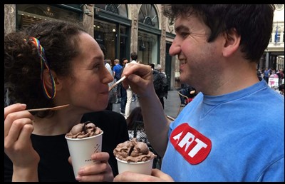 Joy and Lawrence eating icecream