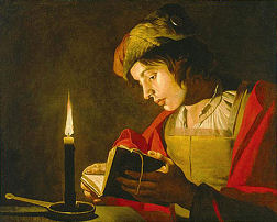 Man Reading by Candlelight