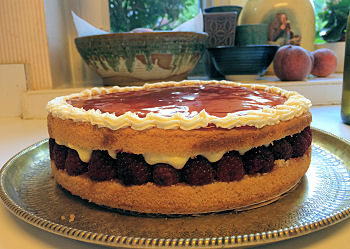 Raspberry filled cake
