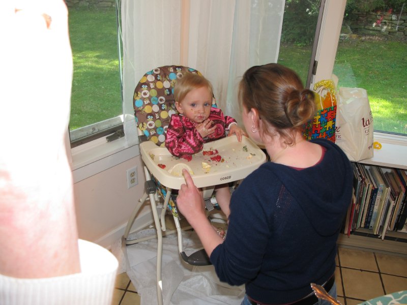 Rachel is on high chair duty