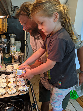 Decorating cupcakes