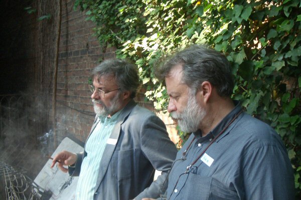 Twins have a cigar