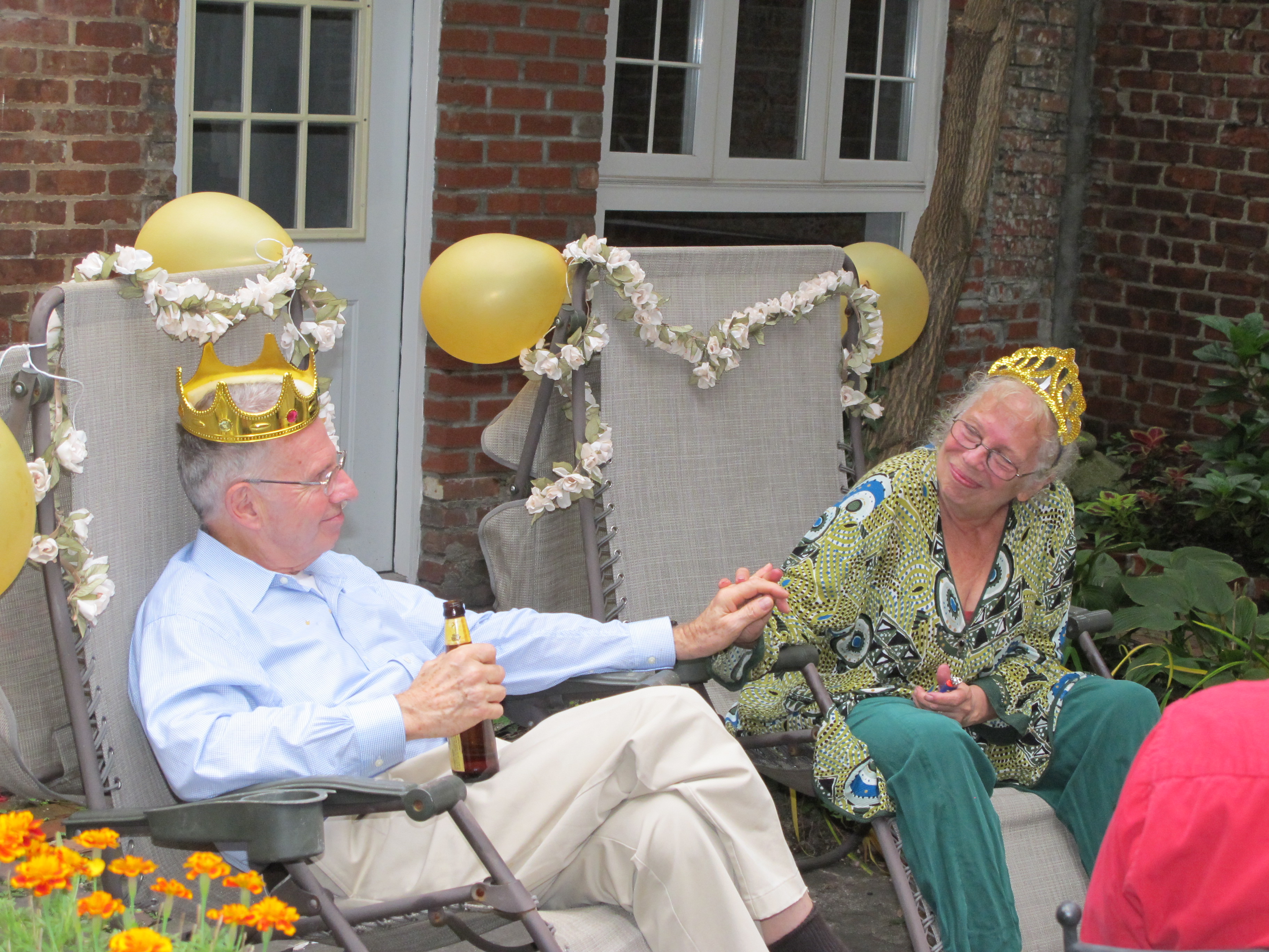 Joy and Larry enthroned