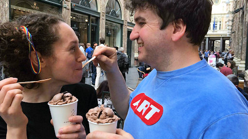 Joy and Lawrence eating icecream