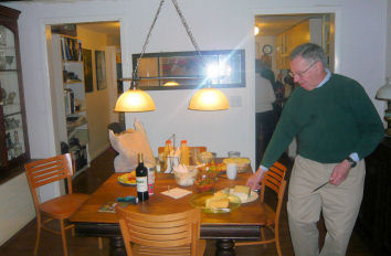 Larry sets the table